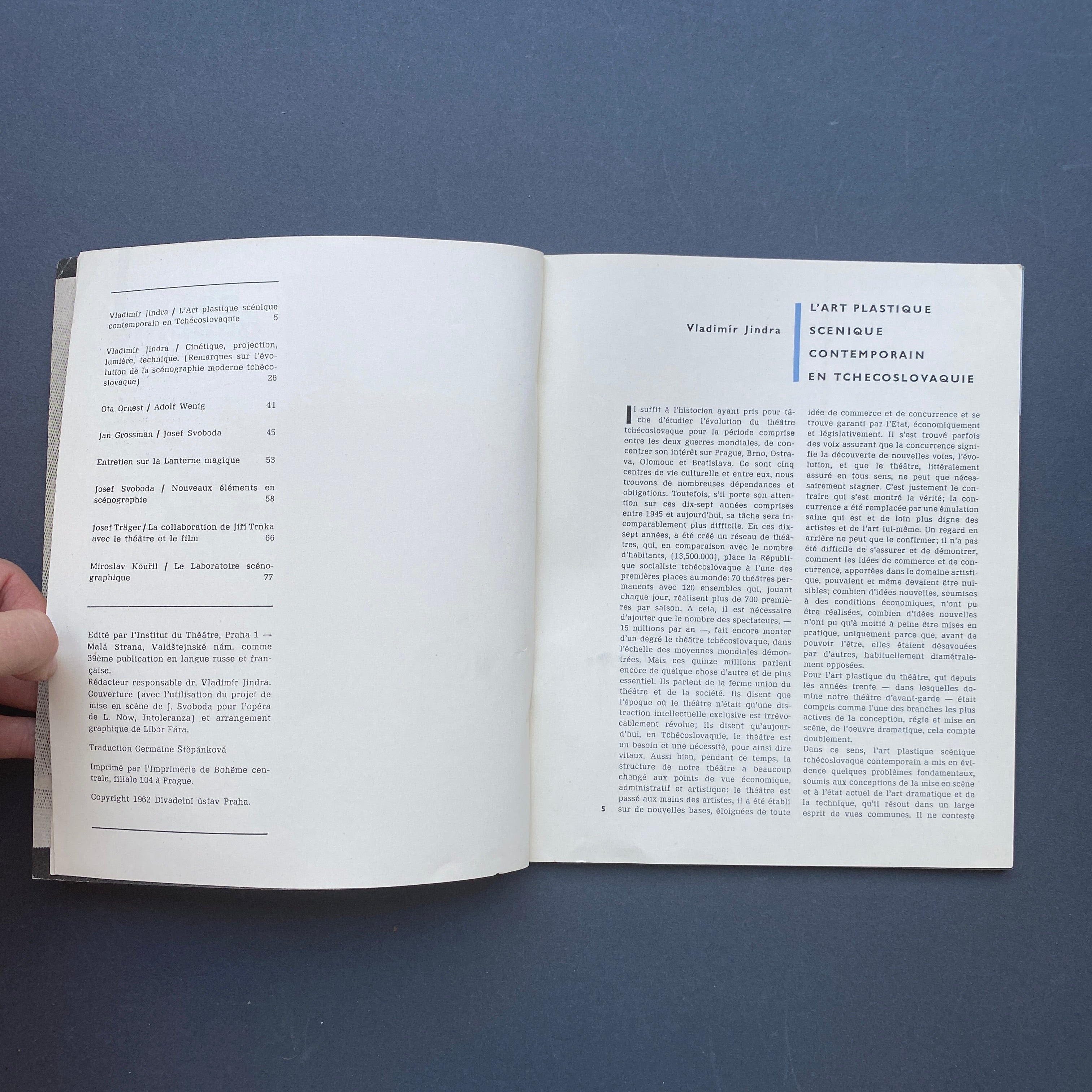 Scenographie: Le Theatre Tchecoslovaquie. Bulletin, 1962