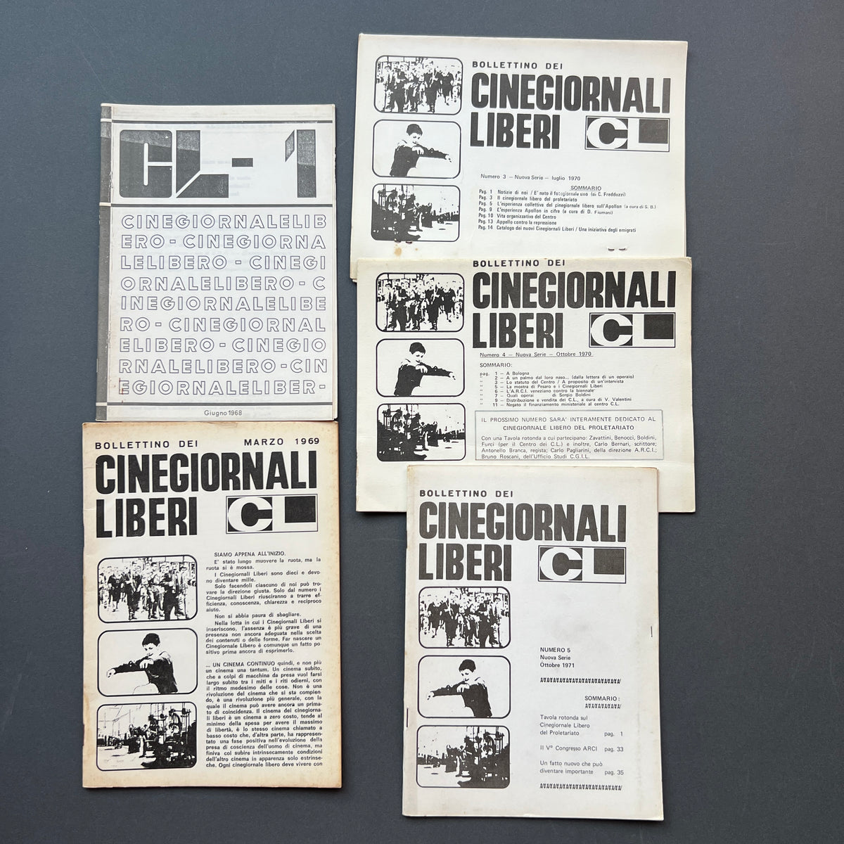 Cesare Zavattini, Bollettino dei Cinegiornali Liberi, Bollettini. n. 1-5 (serie completa)