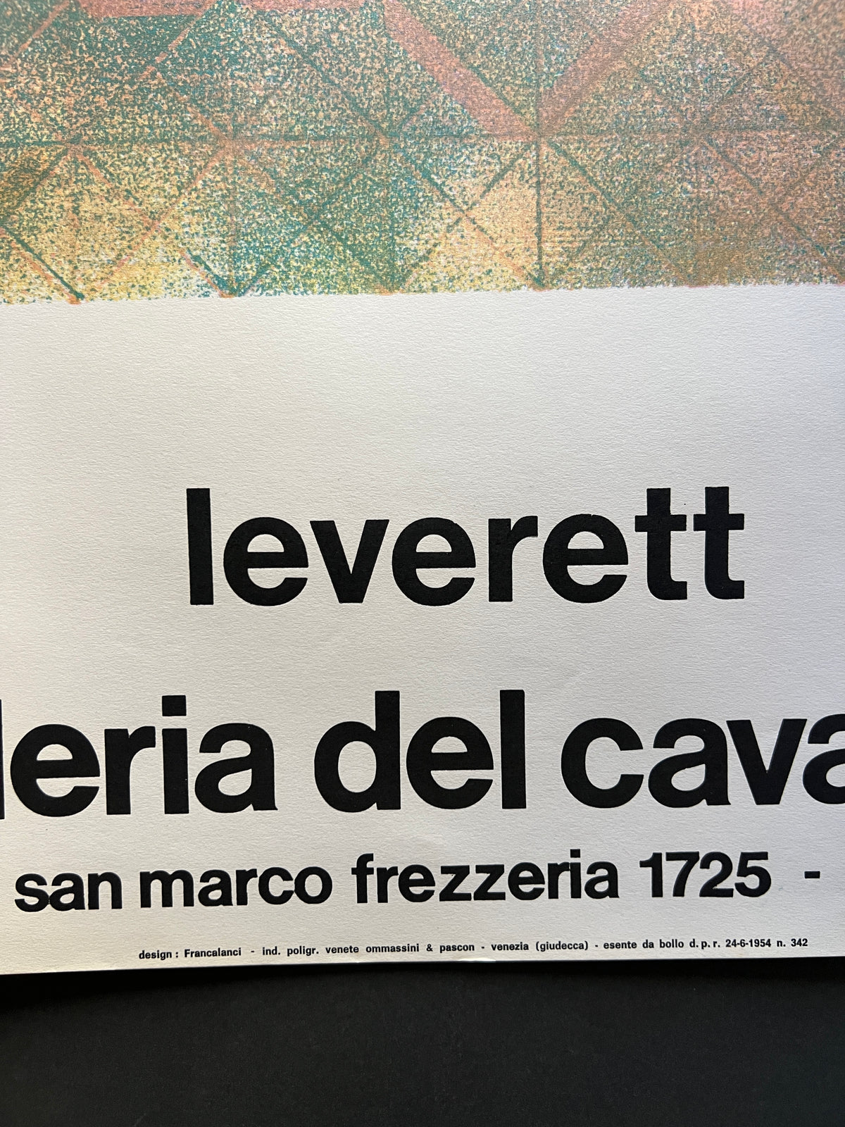 LEVERETT Galleria del Cavallino 1972 - Poster Manifesto Affiche 50x70 cm