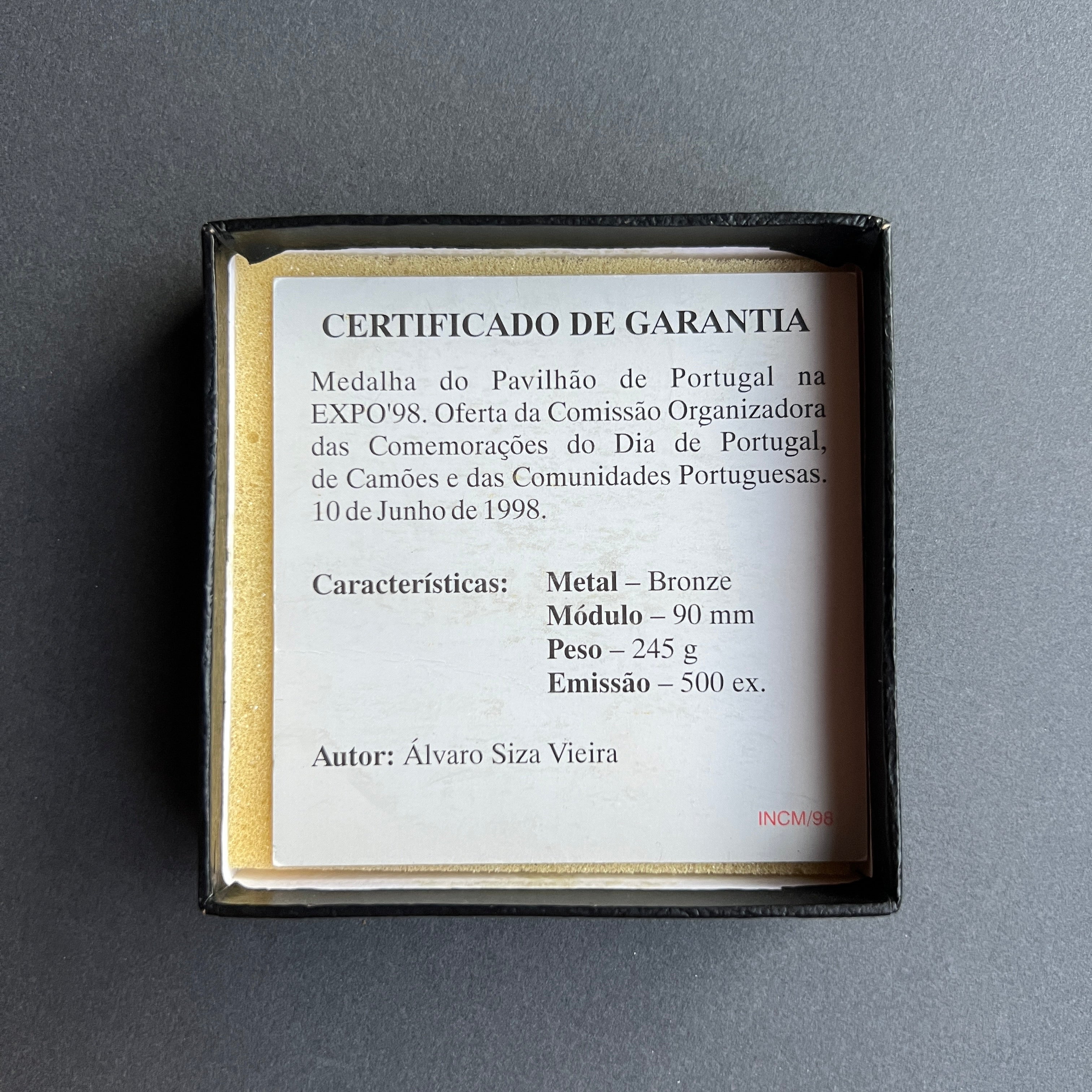 Alvaro Siza Vieira, Medaglia per il "Dia de Portugal de Camões e das comunidades portuguesas", 1998