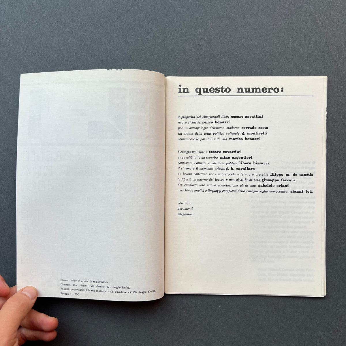 Cesare Zavattini, Bollettino dei Cinegiornali Liberi, Bollettini. n. 1-5 (serie completa)