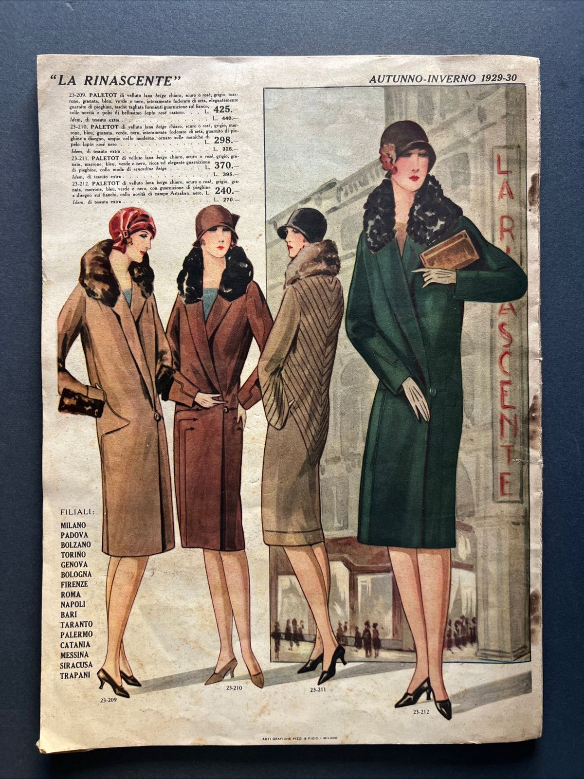 La Rinascente Milano, catalogo semestrale Autunno Inverno 1929-30