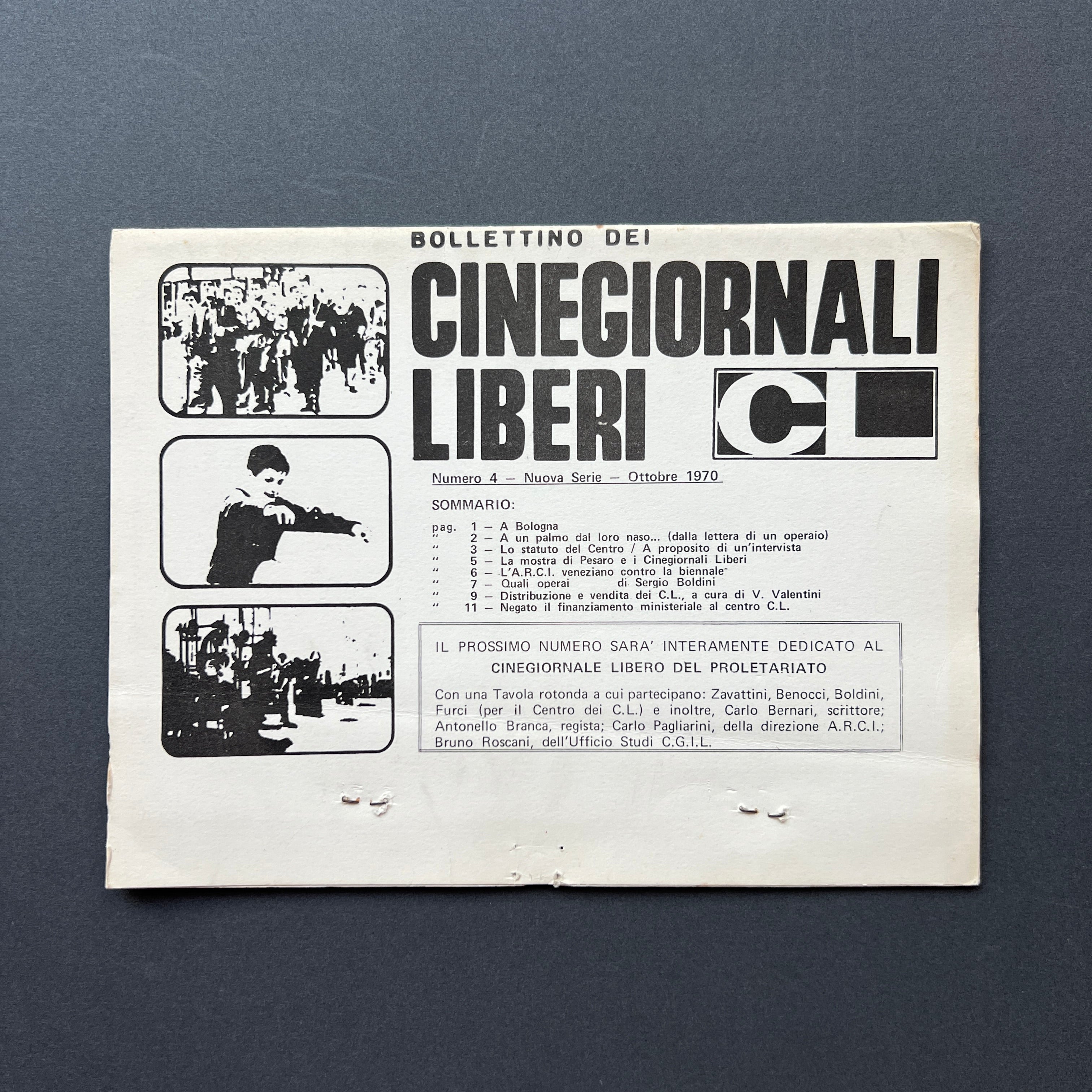 Cesare Zavattini, Bollettino dei Cinegiornali Liberi, Bollettini. n. 1-5 (serie completa)