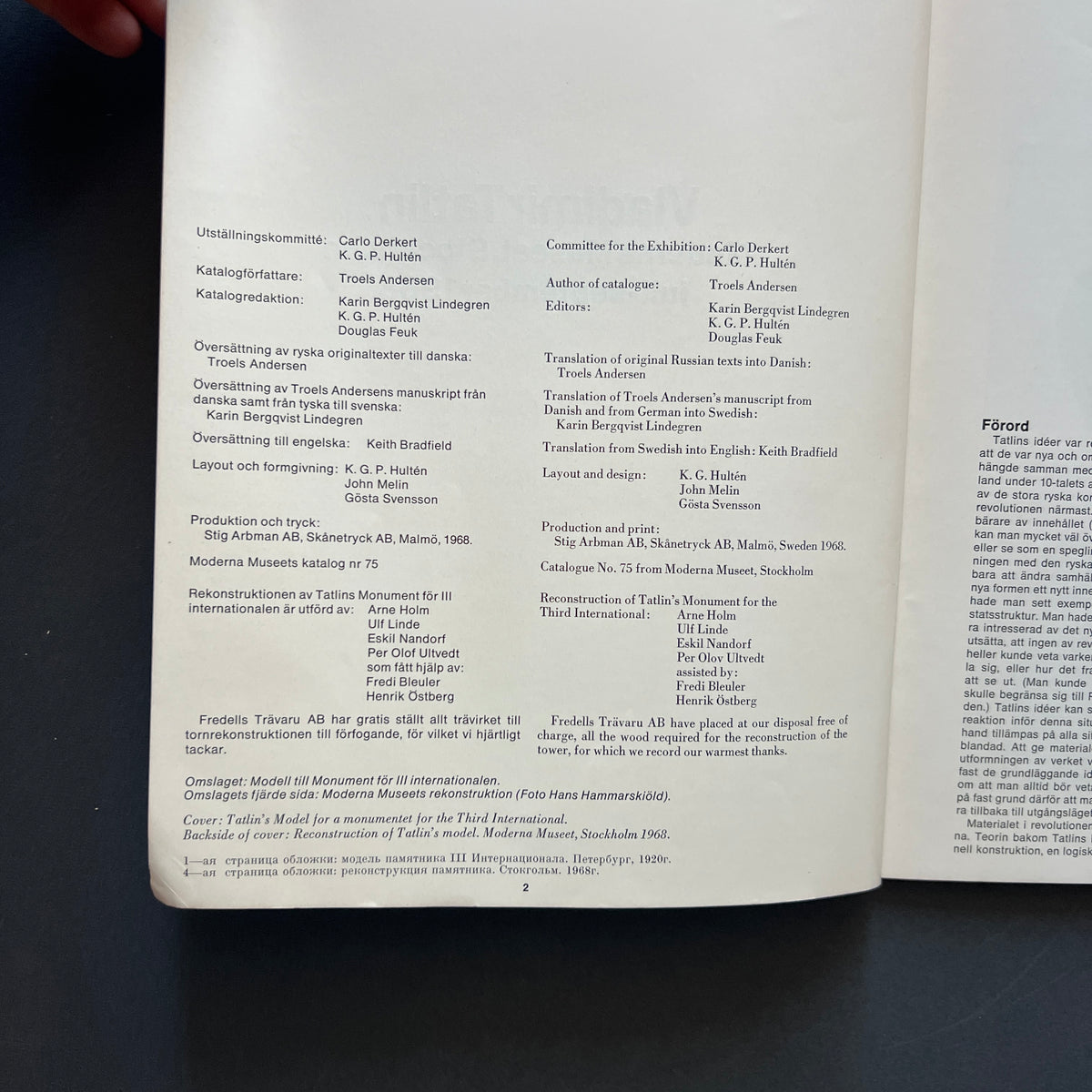 Vladimir Tatlin. Moderna Museet, Stockholm. Catalogo della mostra