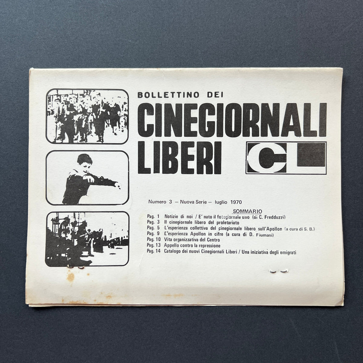 Cesare Zavattini, Bollettino dei Cinegiornali Liberi, Bollettini. n. 1-5 (serie completa)