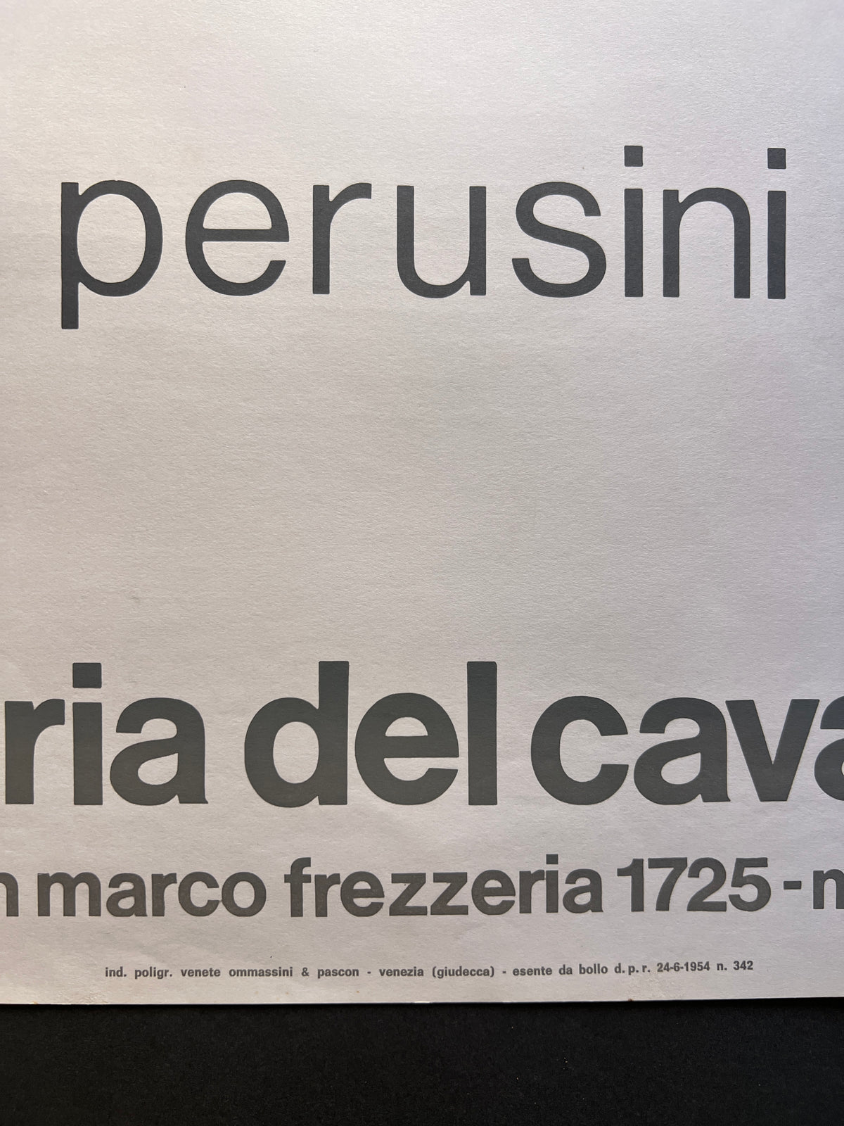 PERUSINI Galleria del Cavallino 1972 - Poster Manifesto Affiche 50x70 cm