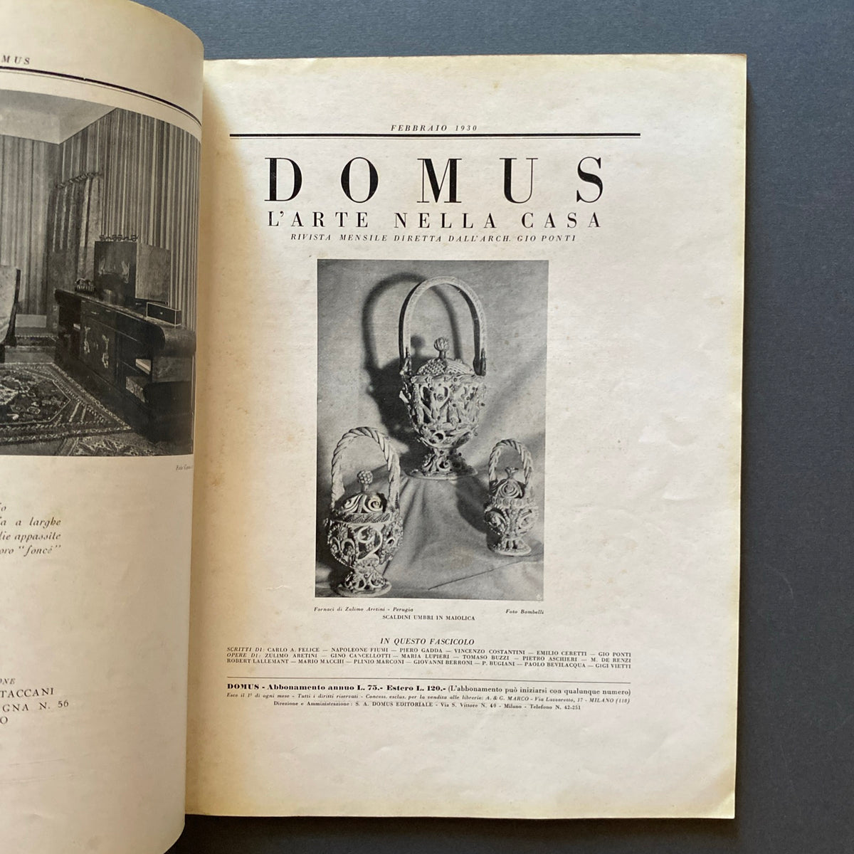 DOMUS. Rivista Mensile diretta da Gio Ponti. 1930, Anno III n. 2 Febbraio