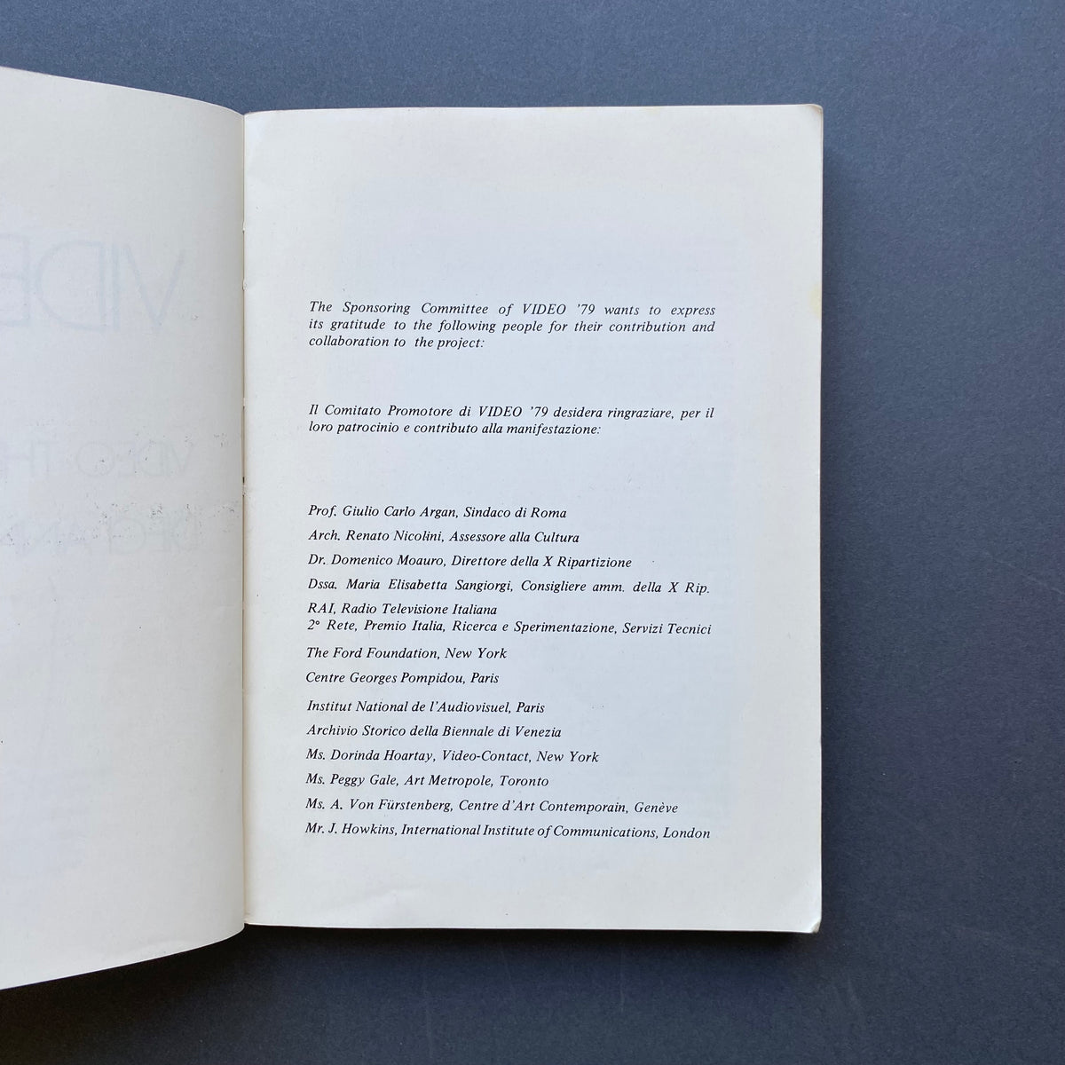 VIDEO ‘79. Video-the first decade. Dieci anni di Videotape, a cura di Don Foresta