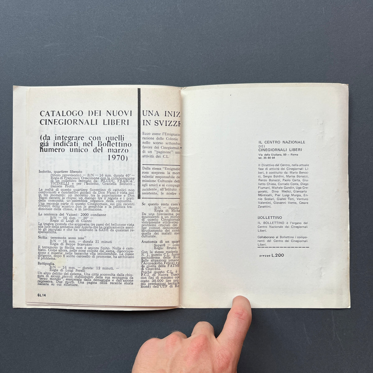 Cesare Zavattini, Bollettino dei Cinegiornali Liberi, Bollettini. n. 1-5 (serie completa)