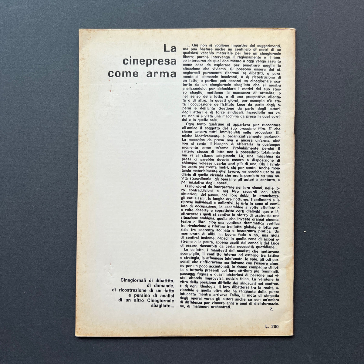 Cesare Zavattini, Bollettino dei Cinegiornali Liberi, Bollettini. n. 1-5 (serie completa)